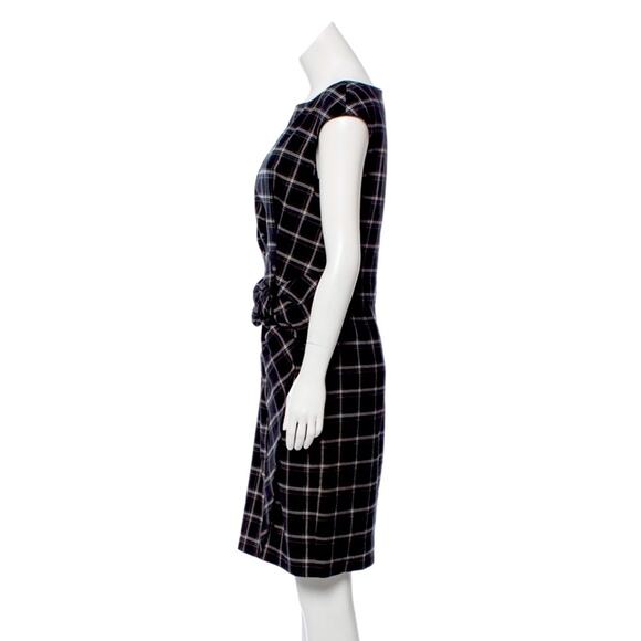 David Meister Black Plaid Cap Sleeve Sheath Dress 8 M Scoop Neck Career Work - Picture 4 of 11
